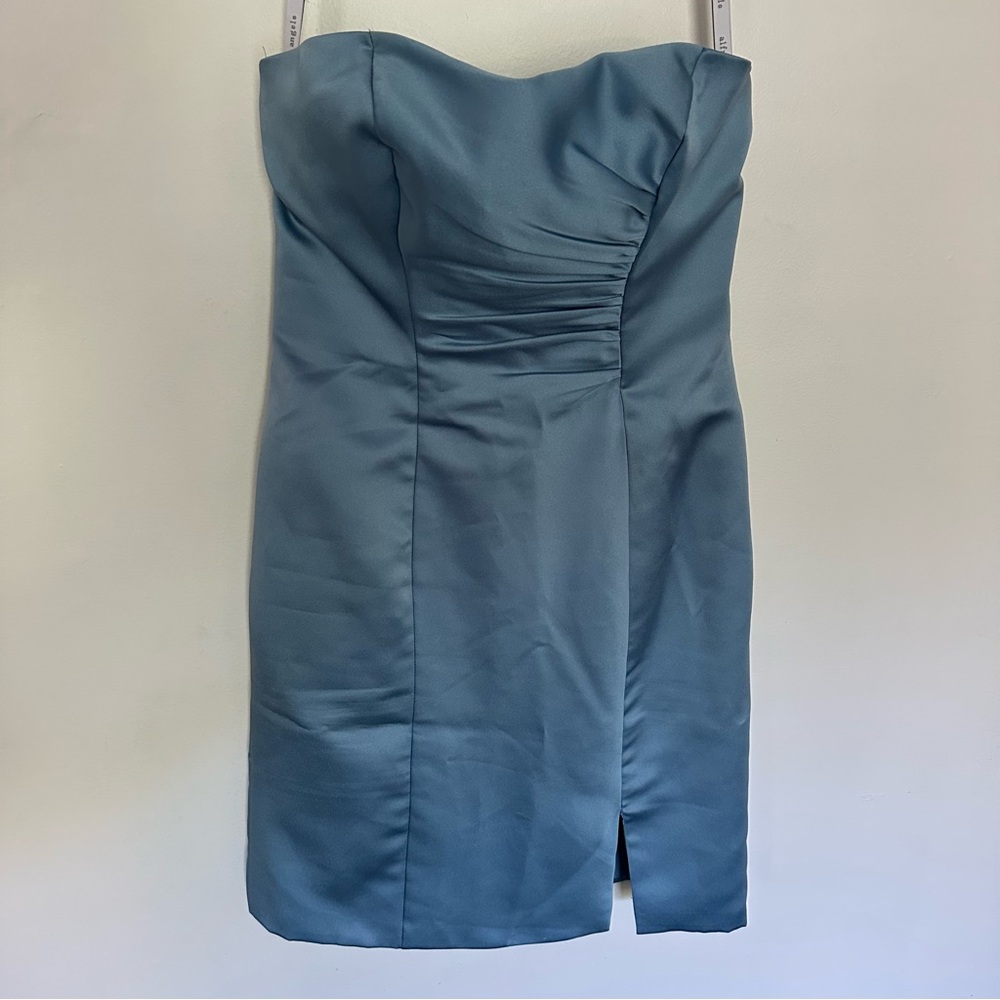 Alfred Angelo Strapless Satin Dress in Blue